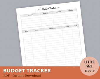 Budget Tracker, Budget Planner Sheet, Finance Planner, Goal Tracker, Expense Tracker, Financial Organizer, Letter Size, Digital PDF