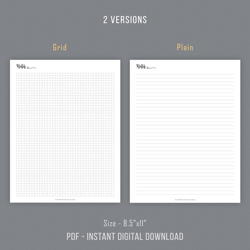 Notes Page, Notes Page, Graph Paper, Grid Notes, Notebook Pages