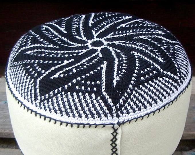 Leather Crochet Yoga Cushion Meditation Cushion Seat Cushion Pouf Handmade Tapestry Crochet crocheted genuine leather crocheted