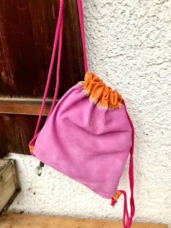 Echtleder Leder Velours- Wildleder Turnbeutel Rucksack backpack