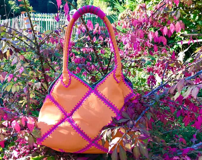 Hippie Bag "Happy weekend" orange pink