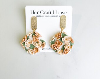 Spring floral earrings, Floral dangles, gifts for her