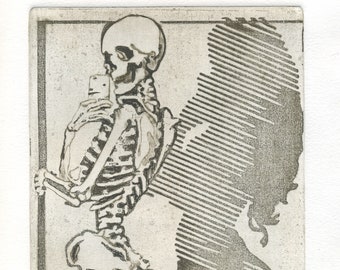 Gravure originale "Selfie", eau-forte sur métal, numérotée et signée.