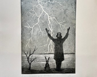 Original etching "Lord of Lightning". Printmaking