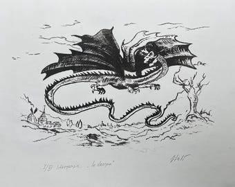 El dragón. Litografía