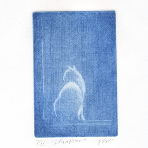 Engraving &quot;Ghost&quot;. Ghost. Mezzotint. Mezzotint. Cat engraving. Cats. Printmaking. Prints and etchings.