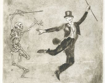 Original engraving "Dance with death"
