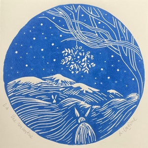 Carte de voeux nouvelle année, imprimée à la main 15 x 15 cm