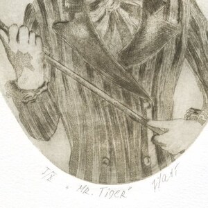 Gravur Tier-Portrait-Gravur Tiger, Mr Tigre, von Hand gedruckt, signiert. Bild 3