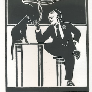 Original linocut print &quot;Dialogue&quot;. Hand-pulled, numbered and signed. Black and white artwork.