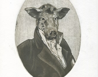 Die Originalstiche 'Monsieur Cochon' mit Demenz, gezeichnet von Vitali