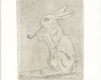 Smoking Rabbit - Etsy