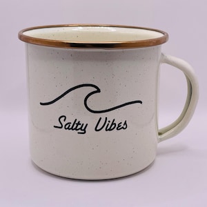 Salty Vibes Enamel Mug, Custom Enamel Mug, Personalized Mug, Personalized Cup, Custom Coffee Mug, Custom Coffee Cup, Enamel Mug, Camping Mug