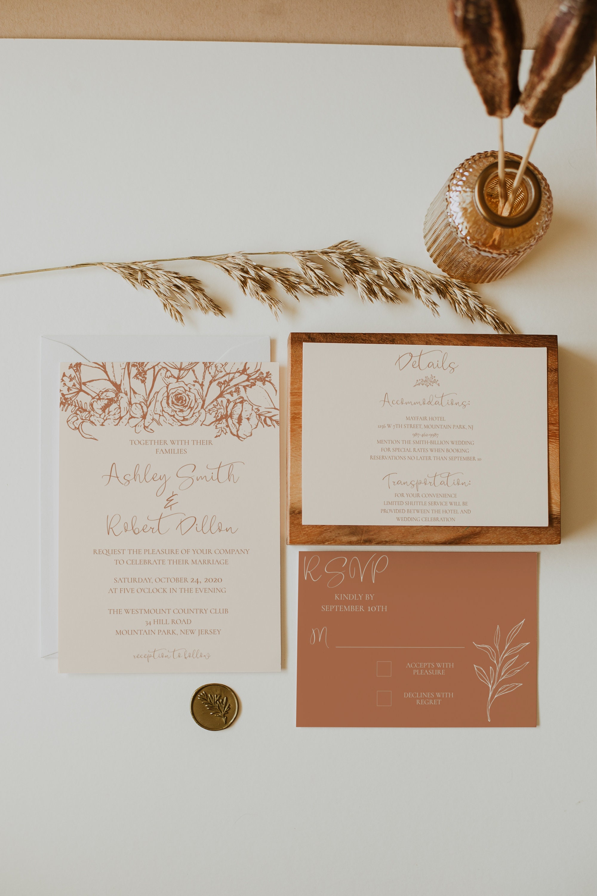 Fall Wedding Invitation Template Boho Wedding Invitation Etsy