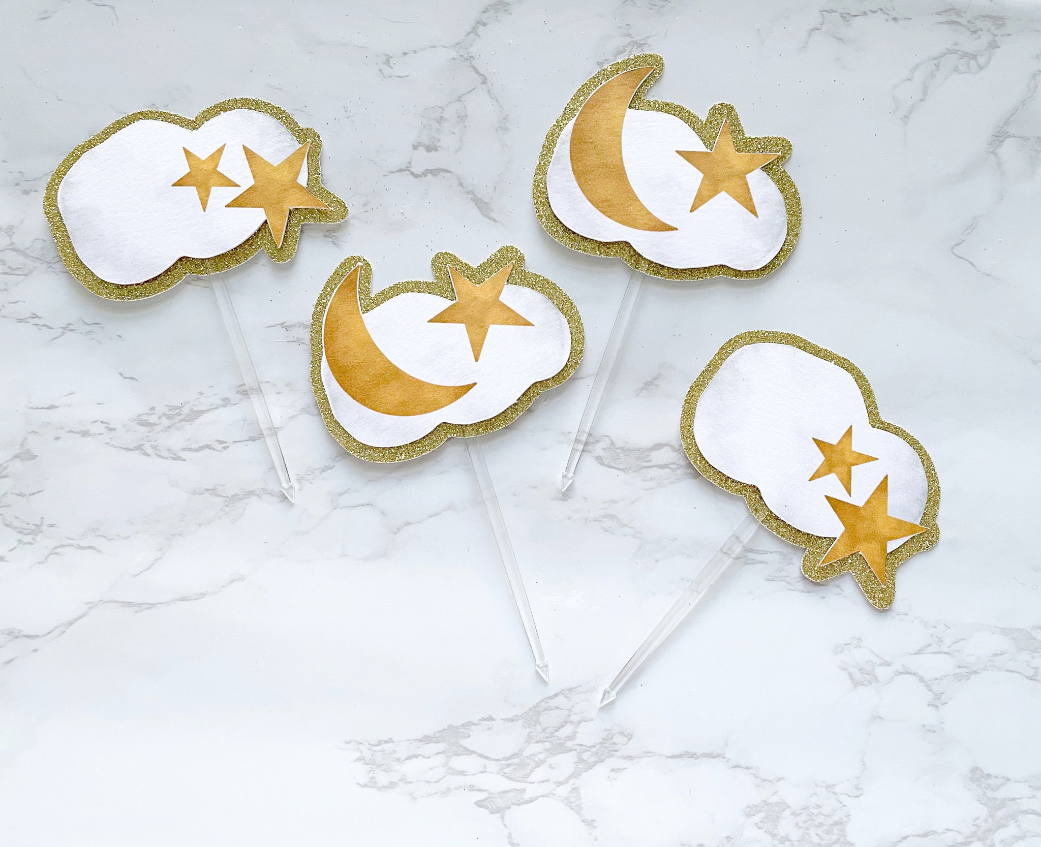 Stars and moon cupcake toppers twinkle little star cupcakes Etsy