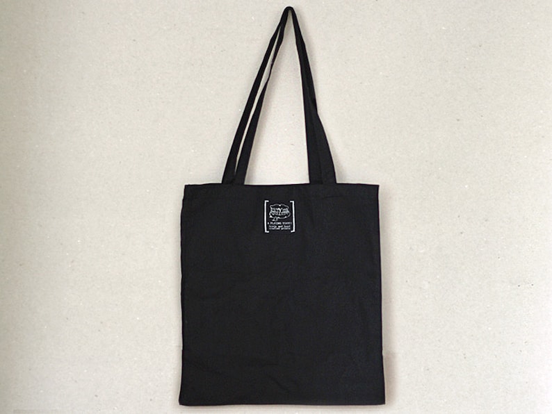 handprinted cotton tote crow raven occult