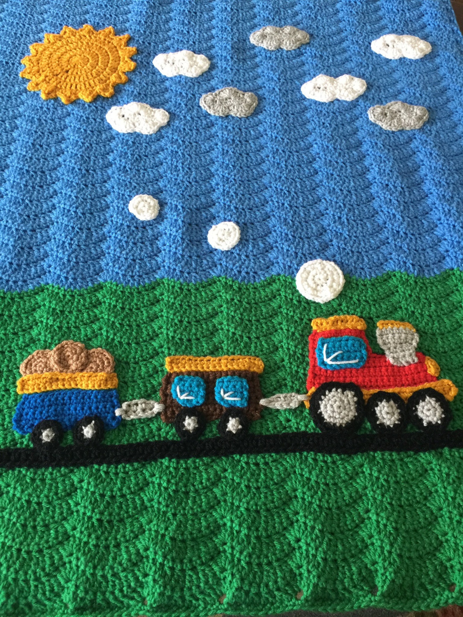 Train Afghan Crocheted Train Blanket Etsy