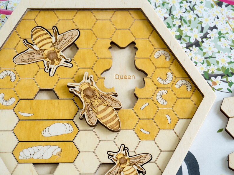Puzzle en bois Ruche Montessori Wooden Bees jouets Éducation Etsy