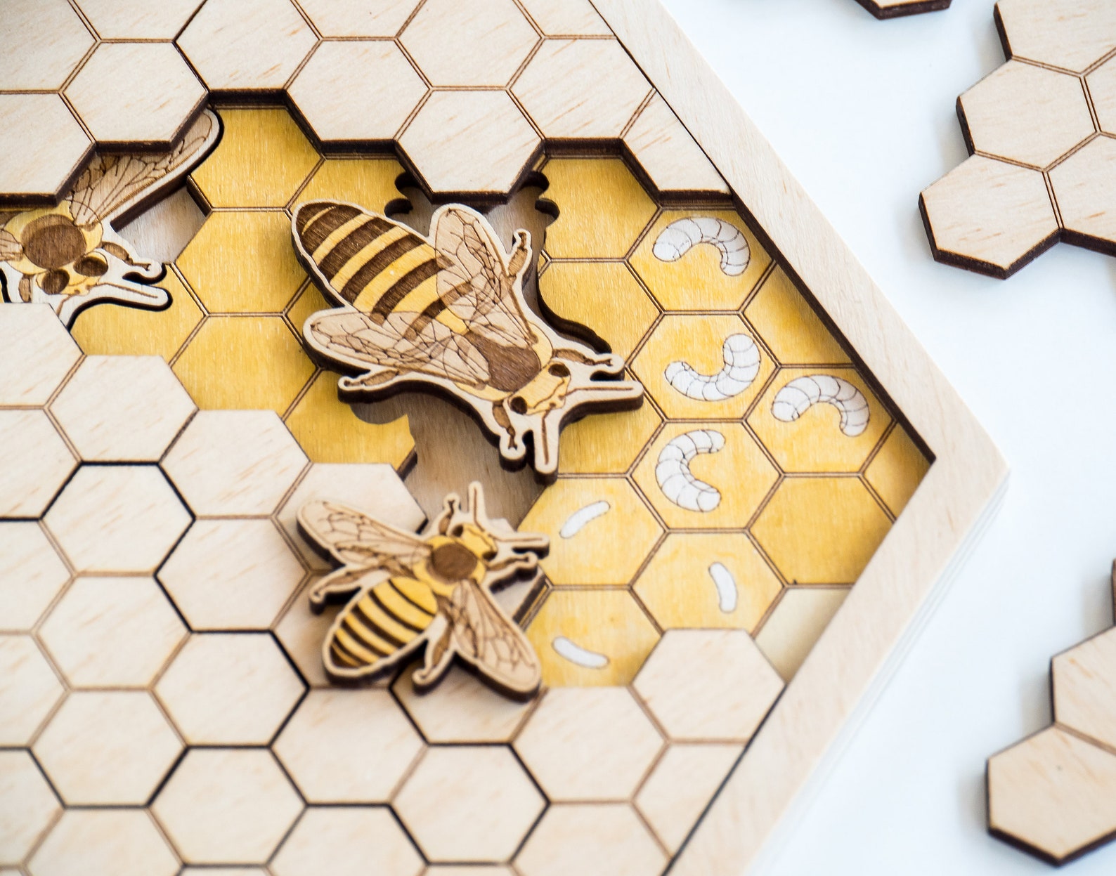 Wooden Puzzle Beehive Montessori Wooden Bees toys Education Etsy