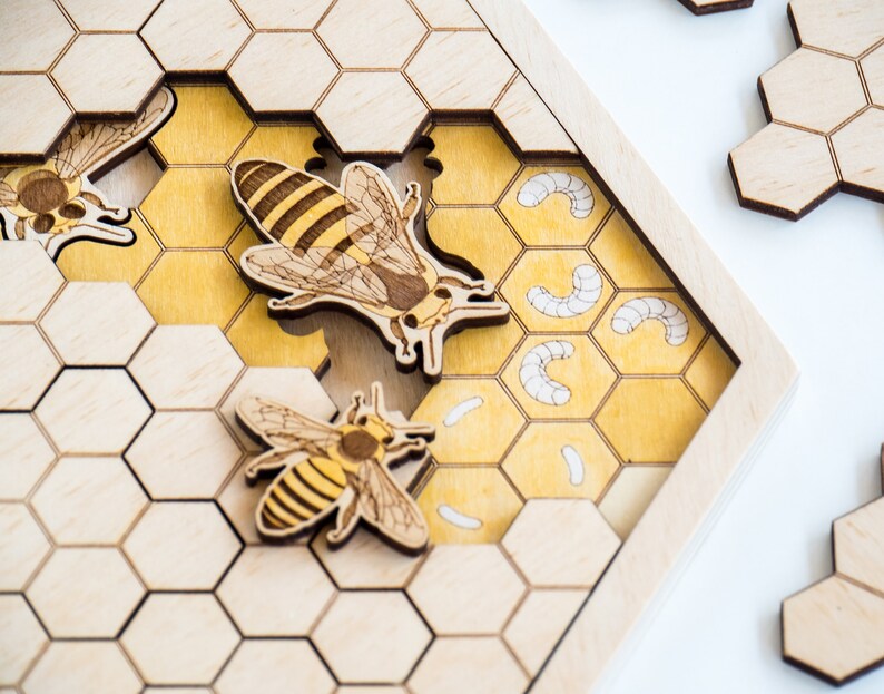 Puzzle en bois Ruche Montessori Wooden Bees jouets Éducation Etsy