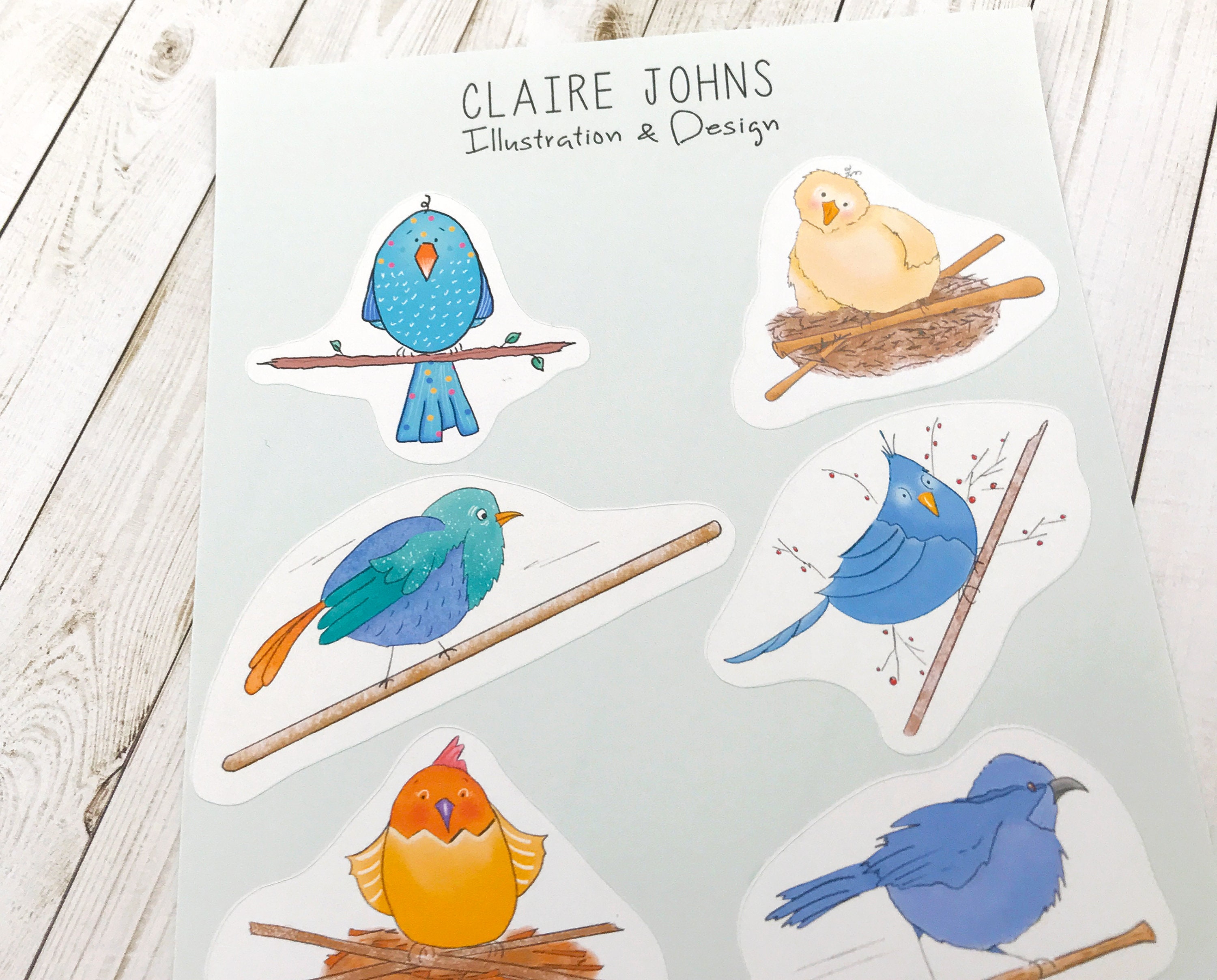 Colorful Birds Sticker Sheet | Etsy