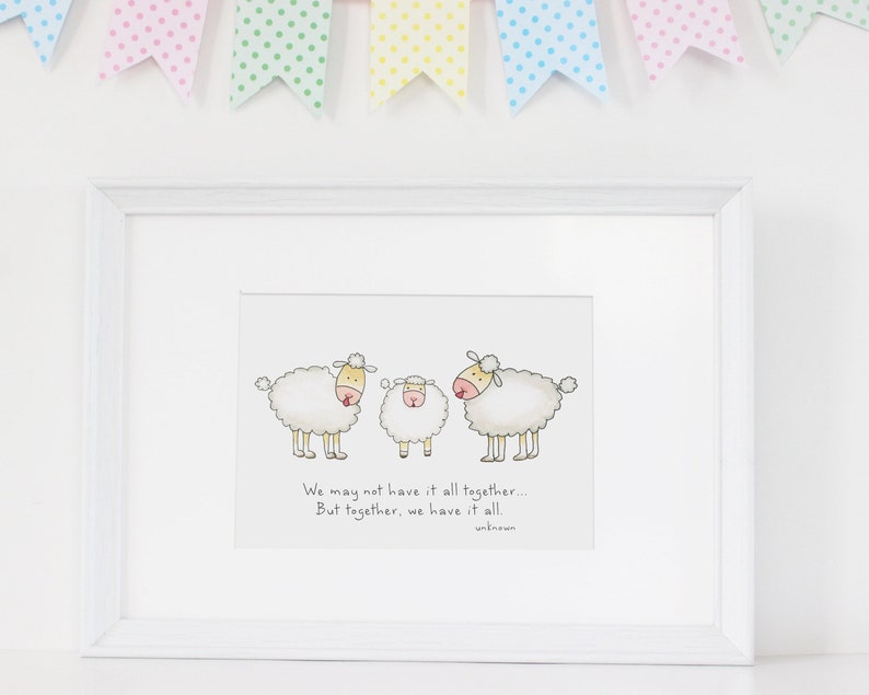 Family Of Sheep Watercolor Wall Art With Cute Saying Black Etsy