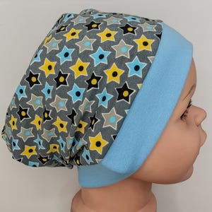 Czapka gwiazdka dla chłopców i dziewcząt, beanie, szara, niebieska