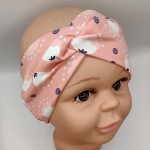 Hairband, headband children, adults, jersey, flowers, spring, apricot