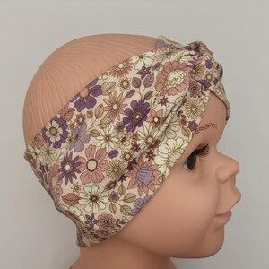 Hairband, headband children, adults, jersey, old pink, purple, flowers, girls