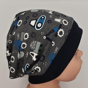 Hat for boys, beanie, grows with the child, construction site, vehicles, excavator