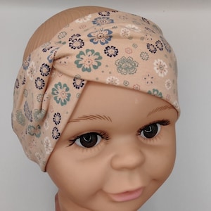 Hairband, headband children, adults, jersey, old pink, flowers