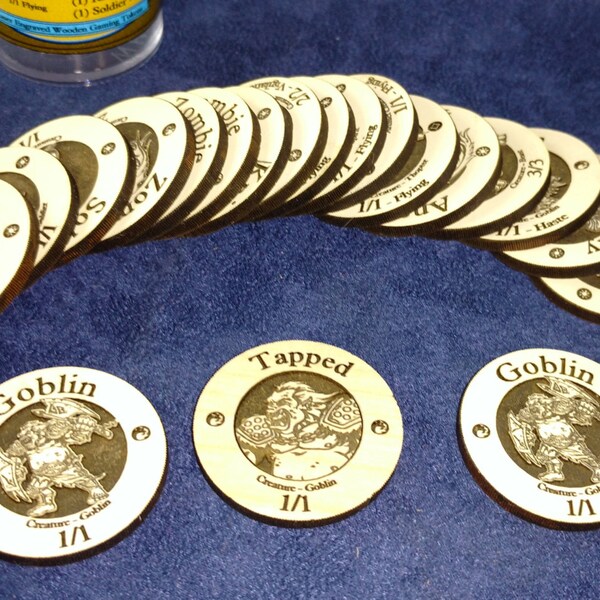 Set #1 of (20) Wooden Creature Tokens for Magic the Gathering