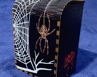 Custom Spider Flextop Card Box for 75 sleeved cards DnD magic the gathering Wooden Flex Card Holders