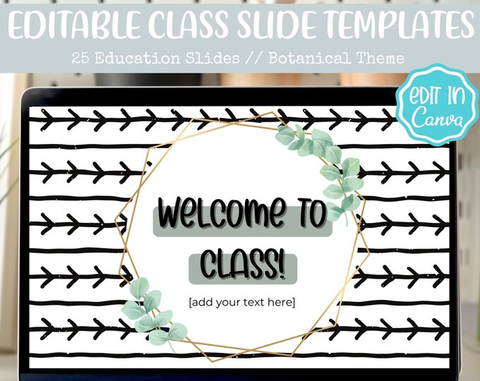 EDITABLE Class Slides Template | Elearning | Botanical | Teacher ...