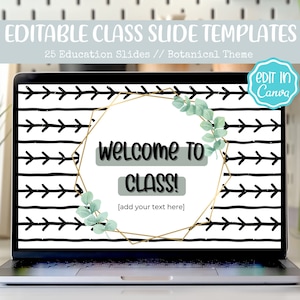 EDITABLE Class Slides Template | eLearning | Botanical | Teacher Resources | Canva Template | PowerPoint Template | PowerPoint Slides