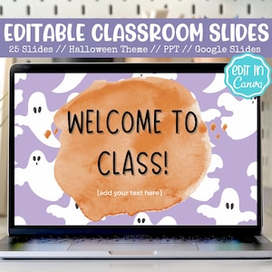 EDITABLE Cute Halloween Slides Template | Classroom Slides | Teacher Resources | Canva Template | PowerPoint Template | Google Slides