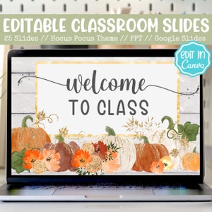 EDITABLE Classroom Slides Template | Pumpkin Theme | Teacher Resources | Canva Template | PowerPoint Template | Google Slides Template