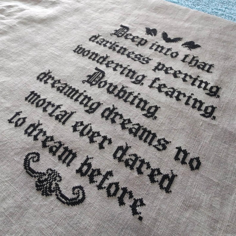 Macabre cross stitch Gothic Cross Stitch Edgar Allan Poe Cross Stitch Into That Darkness PDF Cross Stitch Pattern