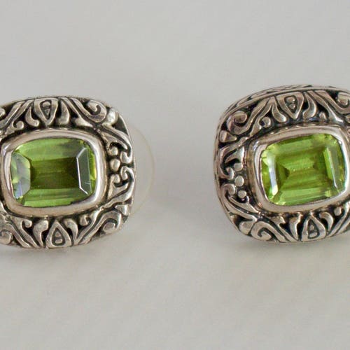 Handcrafted shops Silver and Peridot Earrings.