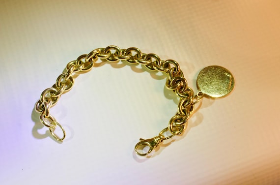 18k solid solid yellow gold chain with gold disc … - image 1