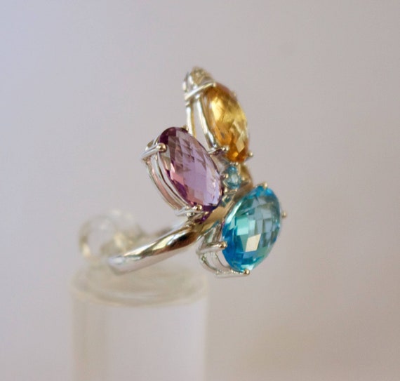 Gold. Citrine. Amethyst. Blue Topaz. Stunning 14k… - image 1