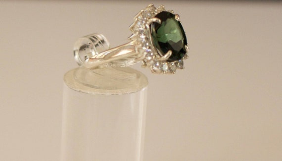 Beautiful Sterling Silver with Genuine Dark Green… - image 1