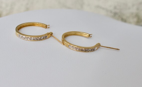 10k solid gold hoop earrings with diamonds. - image 3