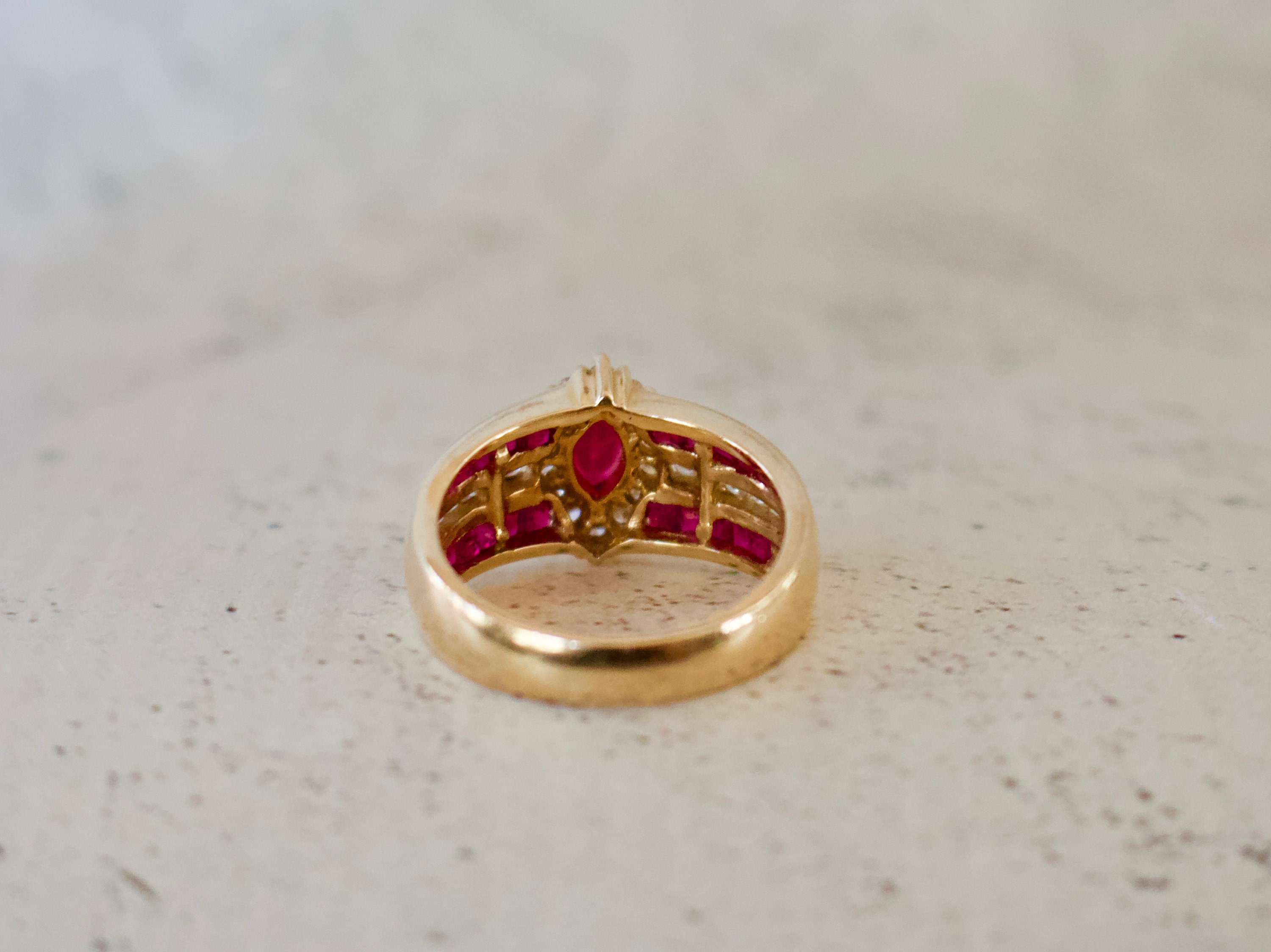 Ruby. Genuine Ruby and Diamond in Solid 14K Yellow Gold Ring. Size 7 - Etsy