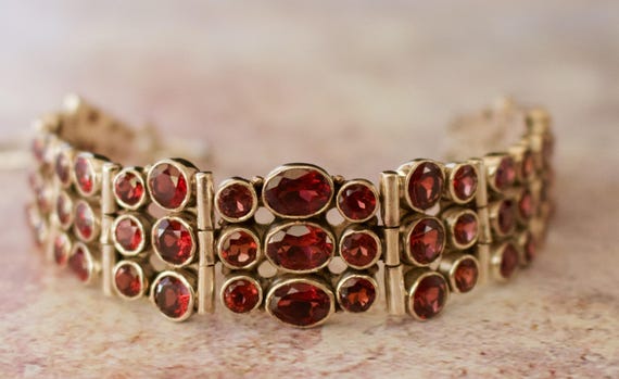 thumbnail image 2 of Genuine Garnet Ring In .925 Sterling Silver With Rhodium Plating 5 Stone Red Ring Natural Round Shaped Garnets 3 75 Carat January Birthstone Ring Jewelry Gift 2 of 13