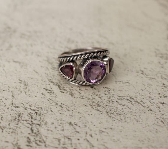 Sterling Silver. Amethyst. Garnet. Artful, Handma… - image 3