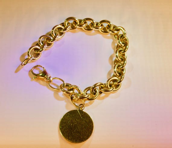 18k solid solid yellow gold chain with gold disc … - image 5