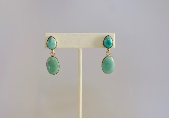 beautiful Larimar Set In Sterling Silver Earrings.