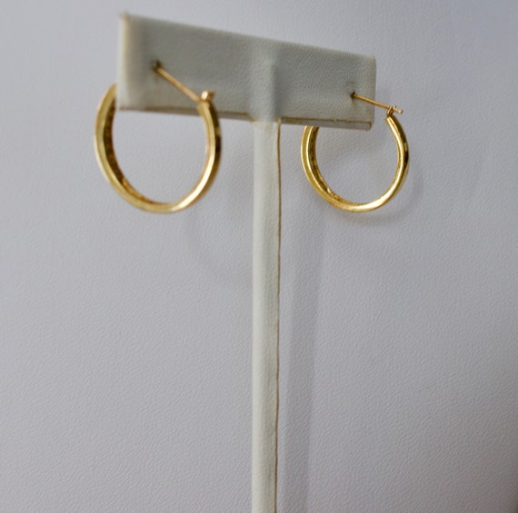 10k solid gold hoop earrings with diamonds. - image 4