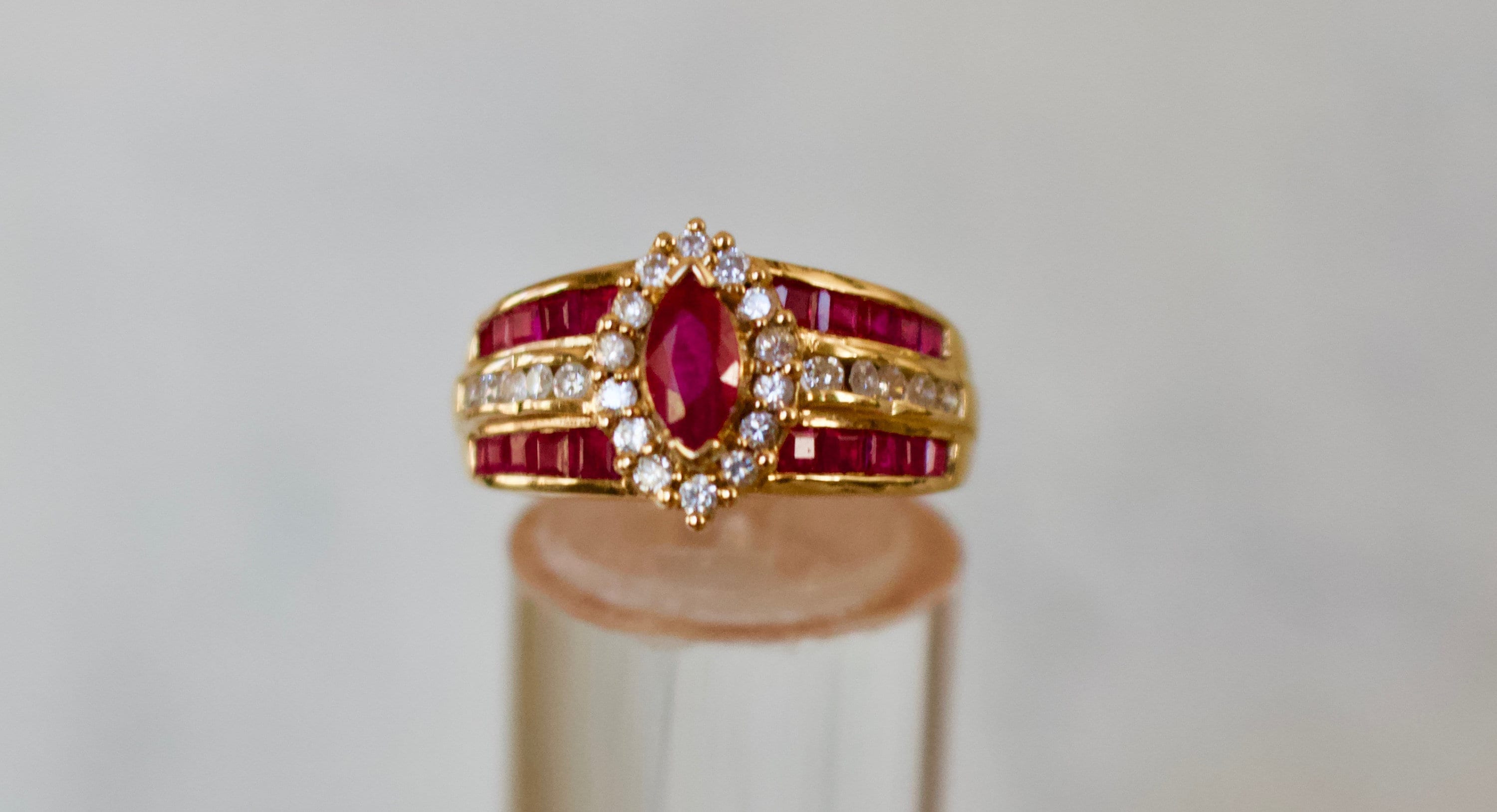 Ruby. Genuine Ruby and Diamond in Solid 14K Yellow Gold Ring. Size 7 - Etsy